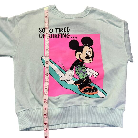 Zara x Disney Girl's 8-9 Mickey Mouse Surf Sweatshirt Green So Tired Of Surfing - Picture 11 of 14